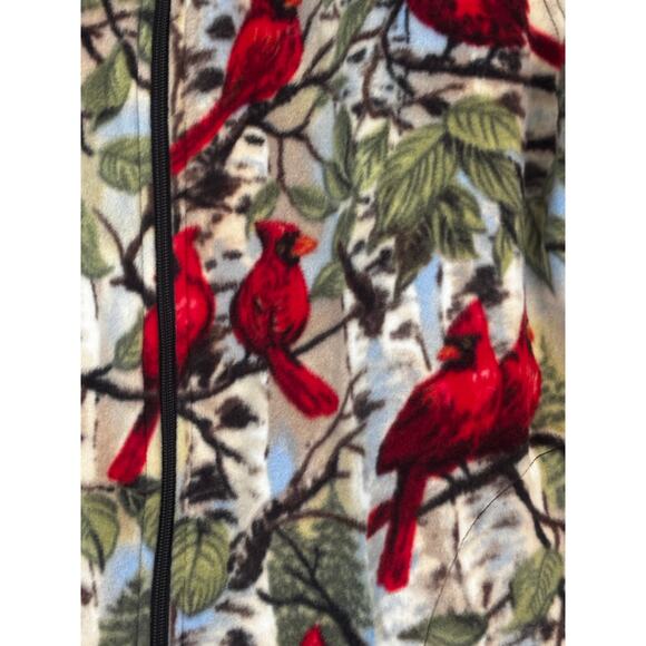 Womens Vintage PFI Fashions Red Cardinal Bird Nature Forest Fleece  Vest XL - Picture 6 of 9